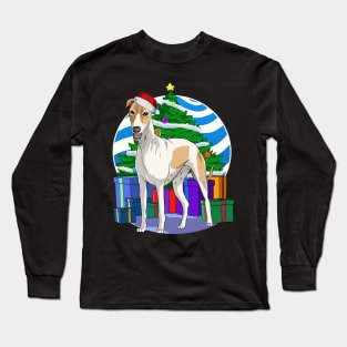 English Greyhound Dog Cute Santa Christmas Gift Long Sleeve T-Shirt